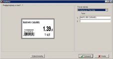 Window from the Market program with sample definitions of labels (label preview window)